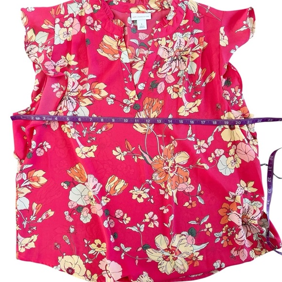 Liz Claiborne Floral Sleeveless Blouse Spring Easter NEW NWT pink Easter L #908 - Picture 9 of 10